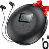 Gueray Lettore CD Portatile Lettores CD Personale con Cuffie Display LCD Anti-Skip Protezione HiFi Classico CDs Lettori di Musica Memoria per Auto Casa (Nero)