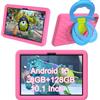 HEMUYT Tablet Android 13 per Bambini 10,1 Pollici, 8GB RAM+128GB ROM, WiFi, Batteria 6000mAh, Custodia Antiurto EVA, Controllo Parentale, Doppia Fotocamera (Rosa)
