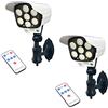 MAGIC SELECT 2x Luce Solare con Sensore di Movimento (77LED). Focus di Sorveglianza sotto forma di Telecamera di Sicurezza. Staffa a Parete + Telecomando. Lampada Antifurto con Pannello Solare.