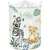 Clastyle Cesta Portabiancheria Animale Foresta Zebra Leopardo per Ragazzi Ragazza Contenitore Giochi Bambini Verde Grande Tondo Pieghevole per Camera da Letto, Leopardo Zebra, 40x50 cm