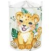 Clastyle Cesta Portabiancheria Animale Foresta Leopardo per Ragazzi Ragazza Contenitore Giochi Bambini Verde Grande Tondo Pieghevole per Camera da Letto, 40x50 cm