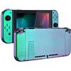 eXtremeRate Cover Pulsanti Tasti Kit Ricambio per Nintendo Switch Joycon Console,Cover Custodia Guscio Scocca Shell DIY Ricambio per Nintendo Switch(Senza Console/Joycon)-Camaleonte Verde Viola