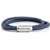 Akitsune Bracciale in nylon con corda da vela Mare | 5 mm di larghezza | Chiusura a capsula magnetica doppio avvolgimento Donna Uomo Nautico - Argento-Blu 19,00 cm