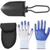 ZBHDEYG 1 pala da giardino con custodia, 1 paio di guanti da giardinaggio, pala pieghevole multifunzionale, piccola pala da giardino per diserbo, pala portatile