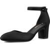 PIZZ ANNU Scarpe Decolte Donna Tacco Medio Eleganti Sposa Sandali Estive Comode a Blocco Sandalo con Cinturino alla Caviglia Nero EU 38