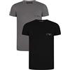 Emporio Armani 2-Pack T-Shirt Slim Fit Bold Monogram Camicia, Nero/Peltro, S Uomo