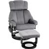 HOMCOM Poltrona Massaggiante Reclinabile con Telecomando e Poggiapiedi, Poltrona Relax con 10 Punti Massaggio, 74x85x102 cm, Grigio