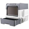 YUMZXIN Cassetta per lettiera autopulente per gatti, con sacchetto anti-odori (sulla parte superiore), vaschetta-cassetto estraibile, da 49 x 37 x 35 cm, di colore grigio