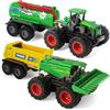 KARMOUNT Trattore agricolo, rimorchio, trattore, inerzia con rimorchio, metallo e plastica, mietitrebbia, giocattolo per bambini, set da gioco per ragazzi e bambini (set da 4 pezzi)