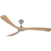 Ovlaim Ventilatore da soffitto con ali in legno senza illuminazione, con telecomando (6 velocità), IP44, impermeabile, a risparmio energetico, motore DC super silenzioso, 183 cm, colore naturale e argento