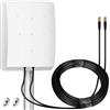 Greatzer Antenna 5G Antenna 4G LTE Esterna Doppia Polarizzazione 14DBi Antenna WiFi 698-2700 | 3300-3800 MHz Antenna Direzionale Router Antenna Esterna MIMO SMA / 2 x TS9 Antenne, 2x10M Cable,3G/4G/5G/GSM/GPRS