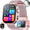 MYSHUN Smartwatch Donna Chiamata Bluetooth e Risposta Vivavoce, IP68, Impermeabile, Orologio Sportivo con Torcia, Misurazione Della Pressione Sanguigna, SpO2, 123 Modalità Sportive per Android iOS (Rosa)