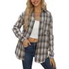 NONSAR Camicetta da donna a quadri con bottoni a maniche lunghe, Oktoberfest, camicetta a quadri, tunica casual, scollo a V, flanella, L