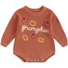 Geagodelia Tuta Bambino Maglia Maglione Pagliaccetto Halloween Manica Lunga Maglione Pullover Neonato Vestiti 0-18 Mesi (Arancia, 6-9 Months)
