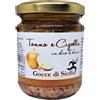 Gocce di Sicilia Tonno e Cipolla - Pezzetti di tonno con Cipolla a fette in Olio d'Oliva - 200 grammi - Tonno e Bottarga