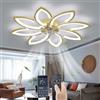 YUNZI Muto Ventilatore da soffitto con luce con telecomando, LED Dimmerabile Lampada da soffitto Moderno Illuminazione per Soggiorno Camera da letto, Regolabile 6 velocità, Oro 90CM
