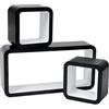 WOLTU Mensole da Muro Mensola a Cubo Quadrato Scaffale a Parete Libreria CD/Dvd Decorazione per Cameretta Ufficio MDF 3 Pezzi Diametri Diversi Bianco-Nero RG9248ws