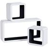 WOLTU Mensole da Muro Mensola a Cubo Scaffale Parete Libreria CD Legno MDF Moderno 3 Pezzi Diametro Diverso Nero-Bianco RG9229sz