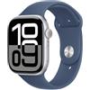 Apple Watch Series 10 Serie 10 GPS 46mm Cassa in Alluminio Color Argento-Denim Sport Band - S-M