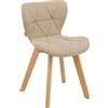 Baroni Home Sedia da Pranzo o Ufficio con Gambe in Legno, Sedia Ergonomica con Schienale e Cuscino Imbottito, 42x42x74 cm, Beige, 1 Pezzo