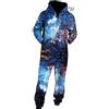 Morbuy Pigiama Jumpsuit a Maniche Lunghe, Unico Unisex Uomini Donna Intero Tuta con Cappuccio Casual Overall Selvaggio Caldo Monopezzo da Notte Onesie (XL, Stella Blu)