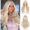 Sapphirewigs Parrucca Frontale in Pizzo Sintetico Biondo Ombré 13x4 - Parrucche Sintetiche per Feste, Appuntamenti, Uso Quotidiano, Natale - Aspetto Naturale