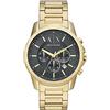 Armani Exchange Orologio da uomo in tonalità oro, movimento cronografo al quarzo e cassa da 44 mm con cinturino in acciaio, Tonalità oro e grigio