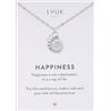 LUUK LIFESTYLE Collana con ciondolo Conchiglia e acciaio inossidabile (50 cm), con carta HAPPINESS, idea regali donna, lei, compleanno, portafortuna, gioielli semplice, mare, argento