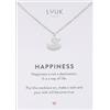 LUUK LIFESTYLE Collana con ciondolo paperella di gomma e acciaio inossidabile (50cm), con carta HAPPINESS, gioielli moderno, portafortuna, idea regali donna, lei, compleanno, argento
