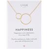 LUUK LIFESTYLE Collana con ciondolo Cerchi intrecciati e acciaio inossidabile (50 cm), con carta HAPPINESS, idea regali donna, lei, compleanno, portafortuna, gioielli elegante, infinito, oro