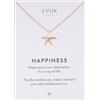 LUUK LIFESTYLE Collana con ciondolo stella marina e acciaio inossidabile (50cm), con carta HAPPINESS, gioielli elegante, portafortuna, idea regali donna, lei, compleanno, mare, oro rosa