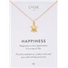 LUUK LIFESTYLE Collana con ciondolo Tartaruga e acciaio inossidabile (50 cm), carta HAPPINESS, portafortuna, gioielli semplice, idea regali donna, lei, ragazza, compleanno, animali, oro