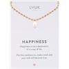 LUUK LIFESTYLE Collana con ciondolo Perla dell'oceano e acciaio inossidabile (50 cm), con carta HAPPINESS, idea regali donna, lei, compleanno, portafortuna, gioielli elegante, mare, oro