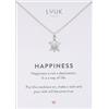 LUUK LIFESTYLE Collana con ciondolo Tartaruga e acciaio inossidabile (50 cm), carta HAPPINESS, portafortuna, gioielli moderno, idea regali donna, lei, ragazza, compleanno, animali, argento