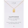 LUUK LIFESTYLE Collana con ciondolo Rettangolo del sole e acciaio inossidabile (50 cm), con carta HAPPINESS, idea regali donna, lei, compleanno, portafortuna, gioielli moderno, sole, oro