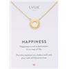 LUUK LIFESTYLE Collana con ciondolo Cerchio solare e acciaio inossidabile (50 cm), con carta HAPPINESS, idea regali donna, lei, compleanno, portafortuna, gioielli semplice, sole, oro