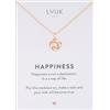 LUUK LIFESTYLE Collana con ciondolo Nodo intrecciato e acciaio inossidabile (50 cm), con carta HAPPINESS, idea regali donna, lei, compleanno, portafortuna, gioielli semplice, oro rosa