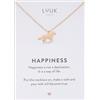 LUUK LIFESTYLE Collana con cavallo ciondolo e acciaio inossidabile (50cm), con carta HAPPINESS, gioielli moderno, portafortuna, idea regali donna, lei, compleanno, animali, oro rosa