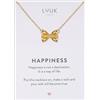 LUUK LIFESTYLE Collana con ciondolo Farfalle e acciaio inossidabile (50 cm), carta HAPPINESS, portafortuna, gioielli semplice, idea regali donna, lei, ragazza, compleanno, oro