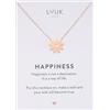 LUUK LIFESTYLE Collana con ciondolo margherita e acciaio inossidabile (50cm), con carta HAPPINESS, gioielli elegante, portafortuna, idea regali donna, lei, compleanno, natura, oro rosa