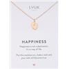LUUK LIFESTYLE Collana con ciondolo Piedini da bambino e acciaio inossidabile (50 cm), carta HAPPINESS, portafortuna, gioielli elegante, idea regali donna, lei, ragazza, compleanno, oro rosa