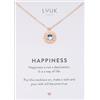 LUUK LIFESTYLE Collana con ciondolo diverso e acciaio inossidabile 50 cm, con carta HAPPINESS, idea regali donna, lei, ragazza, compleanno, portafortuna, gioielli elegante, argento, or, rosa