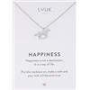LUUK LIFESTYLE Collana con cavallo ciondolo e acciaio inossidabile (50cm), con carta HAPPINESS, gioielli semplice, portafortuna, idea regali donna, lei, compleanno, animali, argento