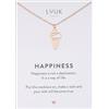 LUUK LIFESTYLE Collana con ciondolo diverso e acciaio inossidabile 50 cm, con carta HAPPINESS, idea regali donna, lei, ragazza, compleanno, portafortuna, gioielli elegante, argento, or, rosa