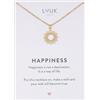 LUUK LIFESTYLE Collana con ciondolo Sole e acciaio inossidabile (50 cm), carta HAPPINESS, portafortuna, gioielli semplice, idea regali donna, lei, ragazza, compleanno, oro