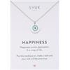 LUUK LIFESTYLE collana portafortuna con ciondolo a forma di occhio turco/greco e dedica HAPPINESS, stile boho, lunghezza regolabile, 50 cm, argento