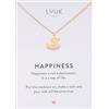 LUUK LIFESTYLE Collana con ciondolo paperella di gomma e acciaio inossidabile (50cm), con carta HAPPINESS, gioielli elegante, portafortuna, idea regali donna, lei, compleanno, oro rosa
