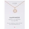 LUUK LIFESTYLE Collana con ciondolo Sole e acciaio inossidabile (50 cm), carta HAPPINESS, portafortuna, gioielli elegante, idea regali donna, lei, ragazza, compleanno, oro rosa