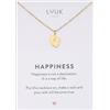 LUUK LIFESTYLE Collana con ciondolo Piedini da bambino e acciaio inossidabile (50 cm), carta HAPPINESS, portafortuna, gioielli semplice, idea regali donna, lei, ragazza, compleanno, oro