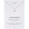 LUUK LIFESTYLE collana semplice con ciondolo a forma di lacrima d'angelo Raindrop I con messaggio HAPPINESS, per pelli sensibili, argento